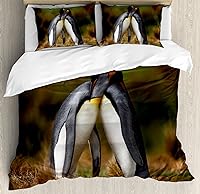 Vista 264 de Ambesonne Juego de funda de edredón de pesca, lubina de boca grande atrapando un bocado en espray de agua, imagen salvaje, juego de cama decorativo