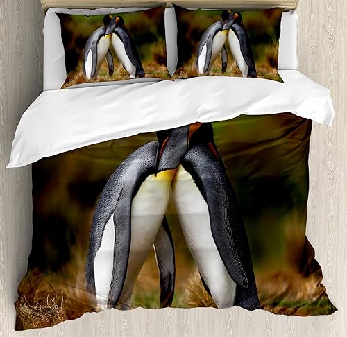 Miniatura 264 de Ambesonne Juego de funda de edredón de pesca, lubina de boca grande atrapando un bocado en espray de agua, imagen salvaje, juego de cama decorativo