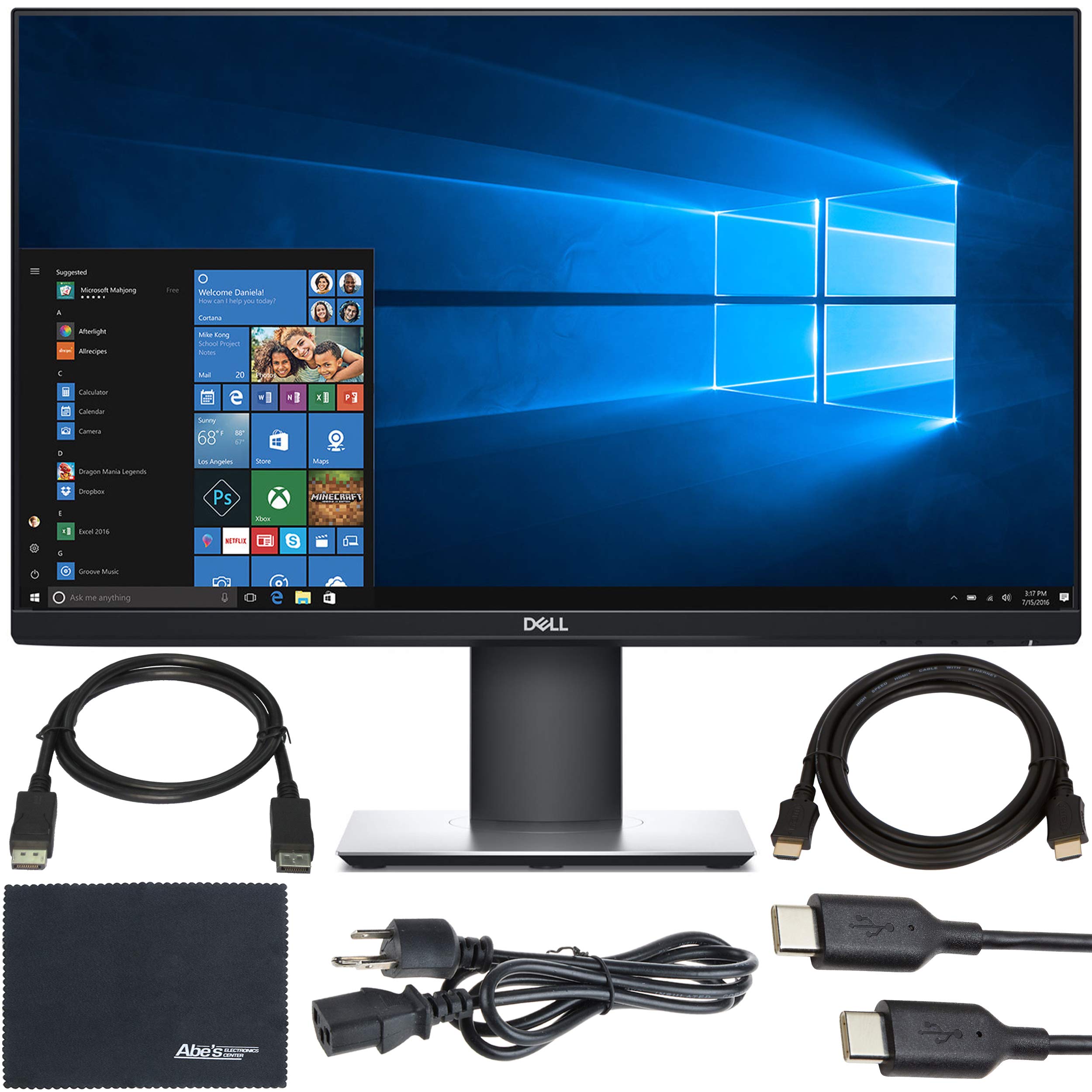 Dell P2419HC 23.8" 16:9 Ultrathin Bezel IPS Monitor + Display Port Cable + HDMI Cable + USB Type C C