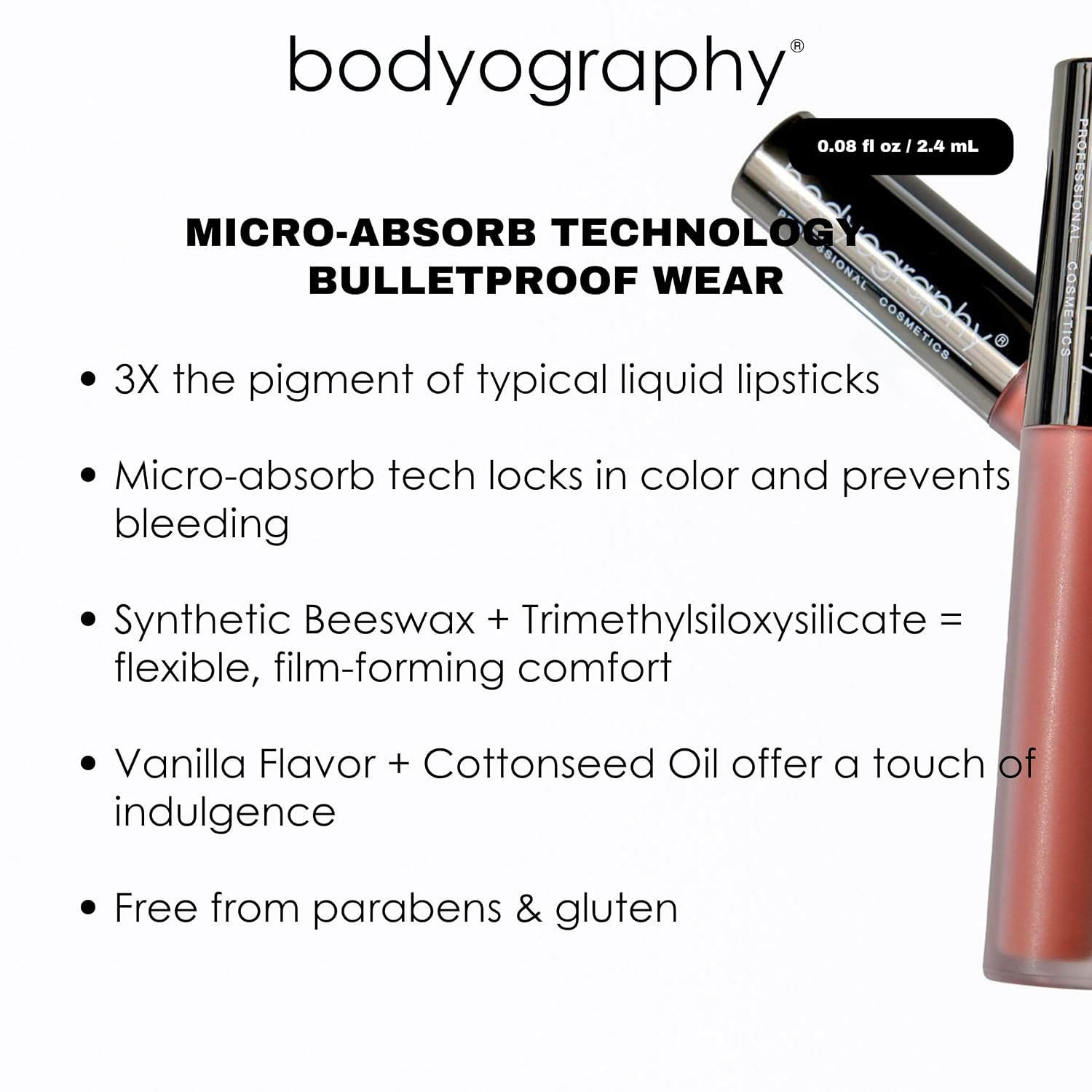 Bodyography Matte Lip Lava Liquid Lipstick – Ash | Mauve Brown Matte Lip Color | Long-Lasting, Weightless Finish with Vitamin E | 0.08 fl oz