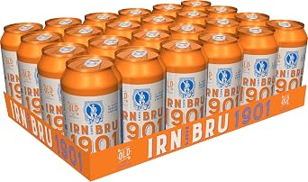 Irn-bru 1901، 24 حزمة وصفة عتيقة خاصة جدًا، بدون كافيين، سكر كامل، تذوق أول وصفة Irn-bru على الإطلاق - علب سعة 24 × 330 مل