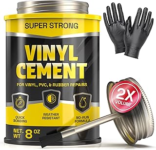 8 oz Vinyl Cement Glue - Non-Brittle, Zero Shrinkage & Watertight Seal, Contact Cement Adhesive for Inflatables, Pools, Paddle Boards, Pond Liners, and More - Vinyl Adhesive with Brush