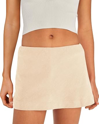 SENSERISE Womens Cotton Linen Skorts Mini Skirt with Shorts