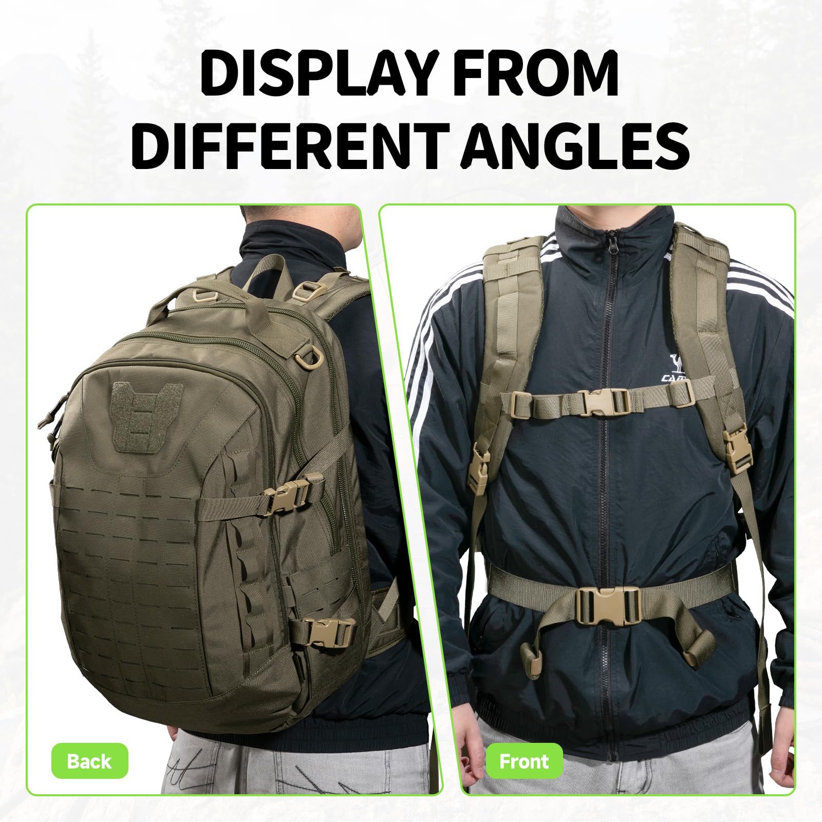 EXCELLENT ELITE SPANKER 40L Militär-Rucksack Molle Taktischer Rucksack Wanderrucksack für Camping, Jagd und Outdoor (Rangergrün)