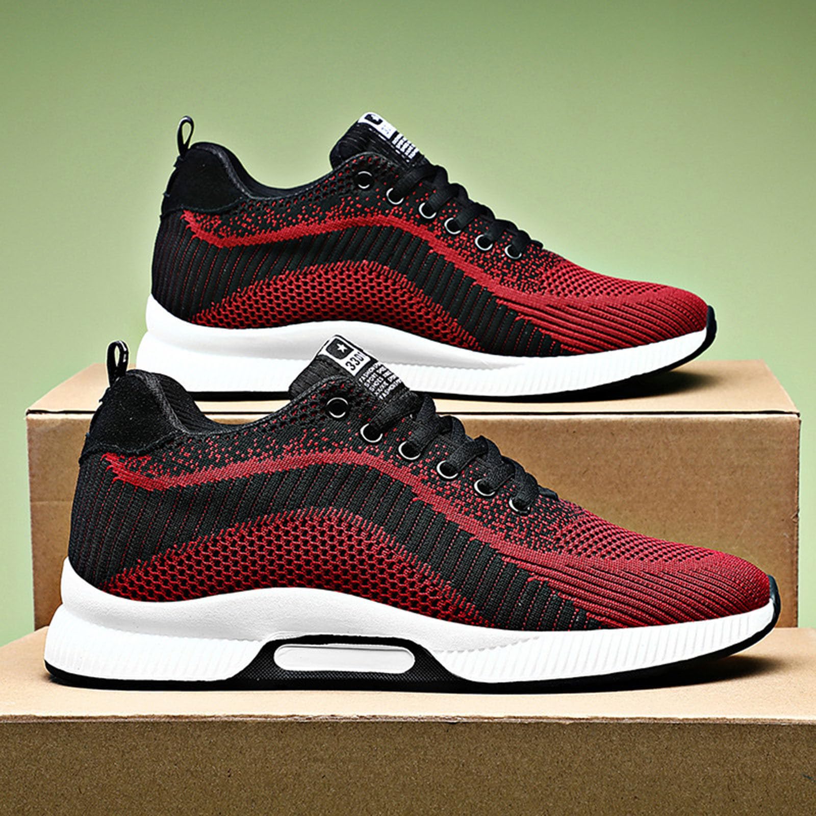 Zapatillas elevadoras para hombre de 10 cm de malla, zapatillas de cuña con cordones, tenis de deporte de malla calada, zapatillas suela gruesa flexible con bandas de punto | caminar, running ligero