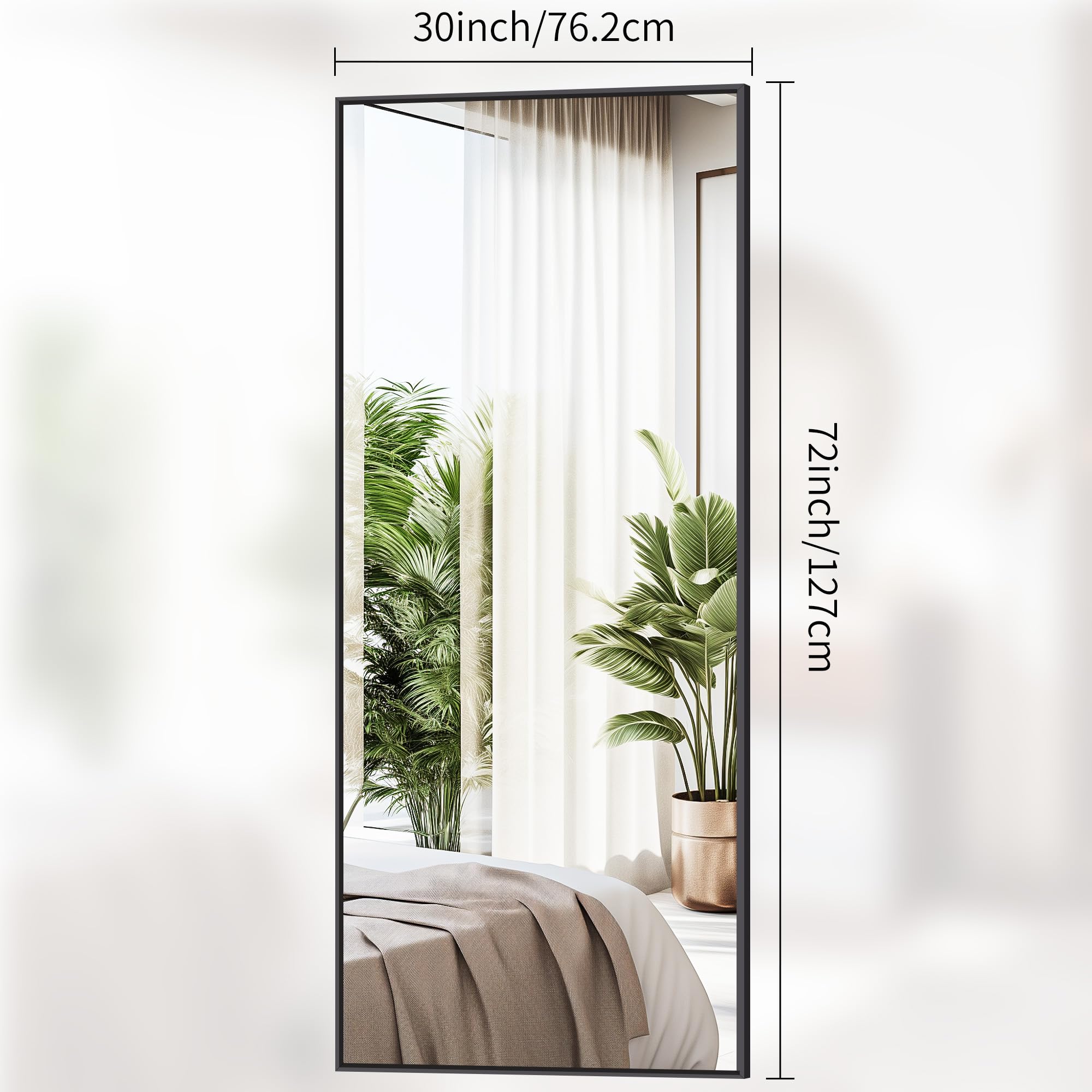 DESBING Black Bathroom Mirror for Wall, 30x60 Inch Rectangle Mirrors with Metal Frame, Modern Vanity Wall Mirror Decor for Entryway Hangs, Bathroom DESBING Black Bathroom Mirror for Wall, 30x60 Inch Rectangle Mirrors with Metal Frame, Modern Vanity Wall Mirror Decor for Entryway Hangs, Bathroom