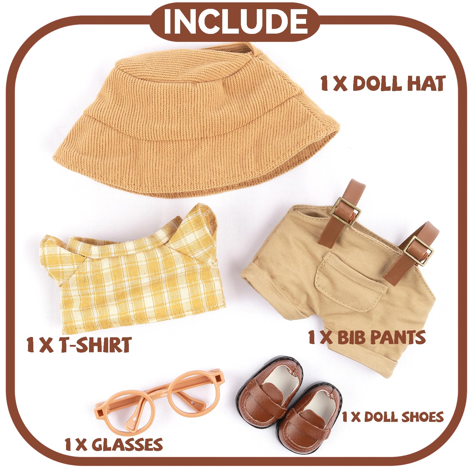 Ajuanbazha Vêtements pour Poupée 17cm, Ensemble DIY d'Accessoires en Peluche, Accessoires pour Poupées, Tenue Stylée pour Filles et Garçons (C