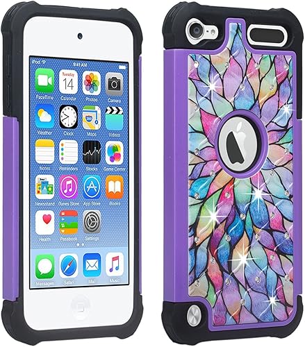 Funda para Apple iPod Touch generación 5 y 6 enrejada Rainbow Flower