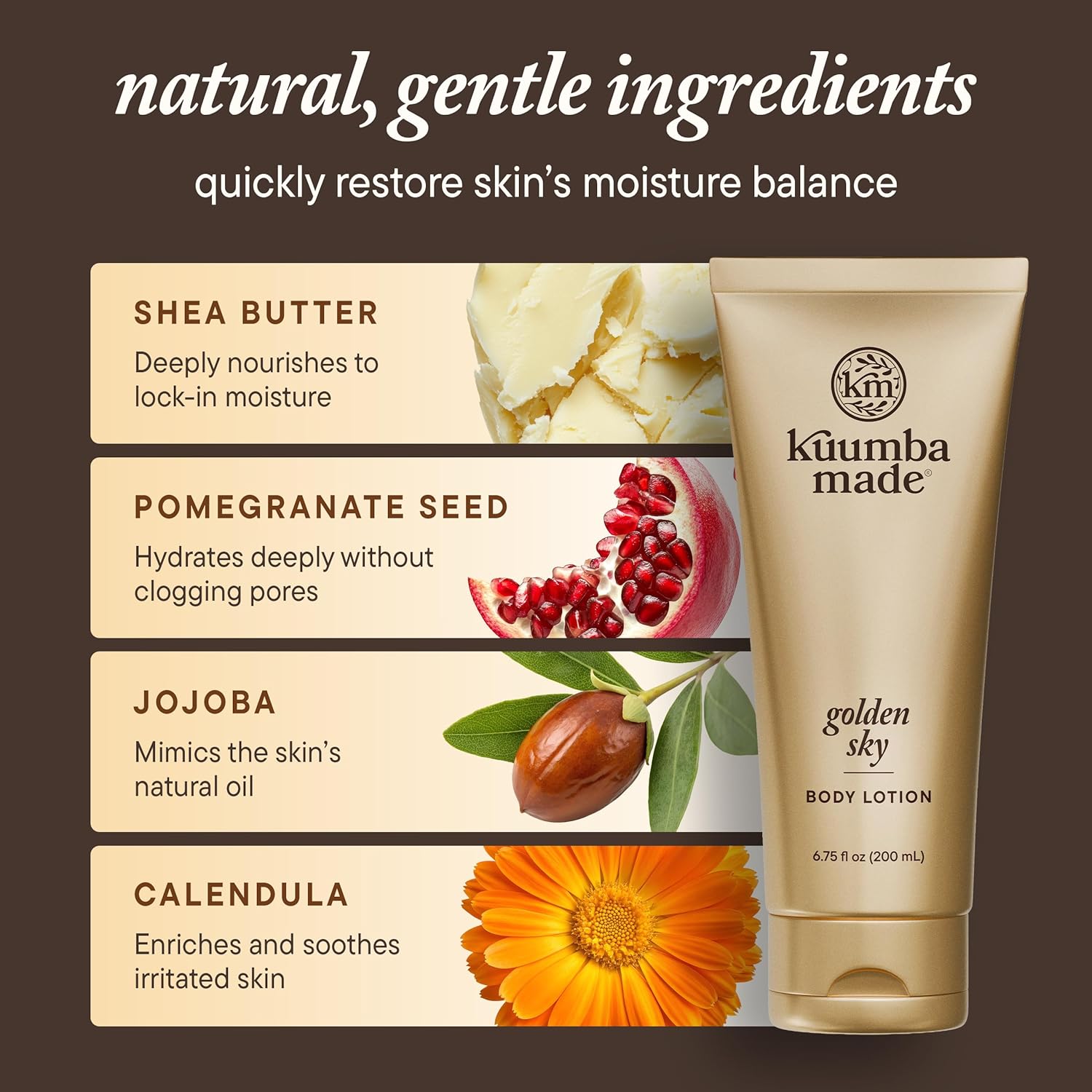 Kuumba Made Golden Sky Body Lotion, Hydrating Daily Moisturizer with Shea Butter & Botanical Oils, Vegan, 6.75 Oz - Image 6