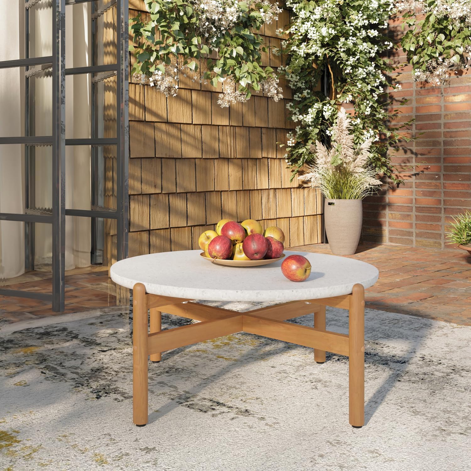 New Classic Furniture Solstice Wood Coffee Table with Terrazo Top in Natural