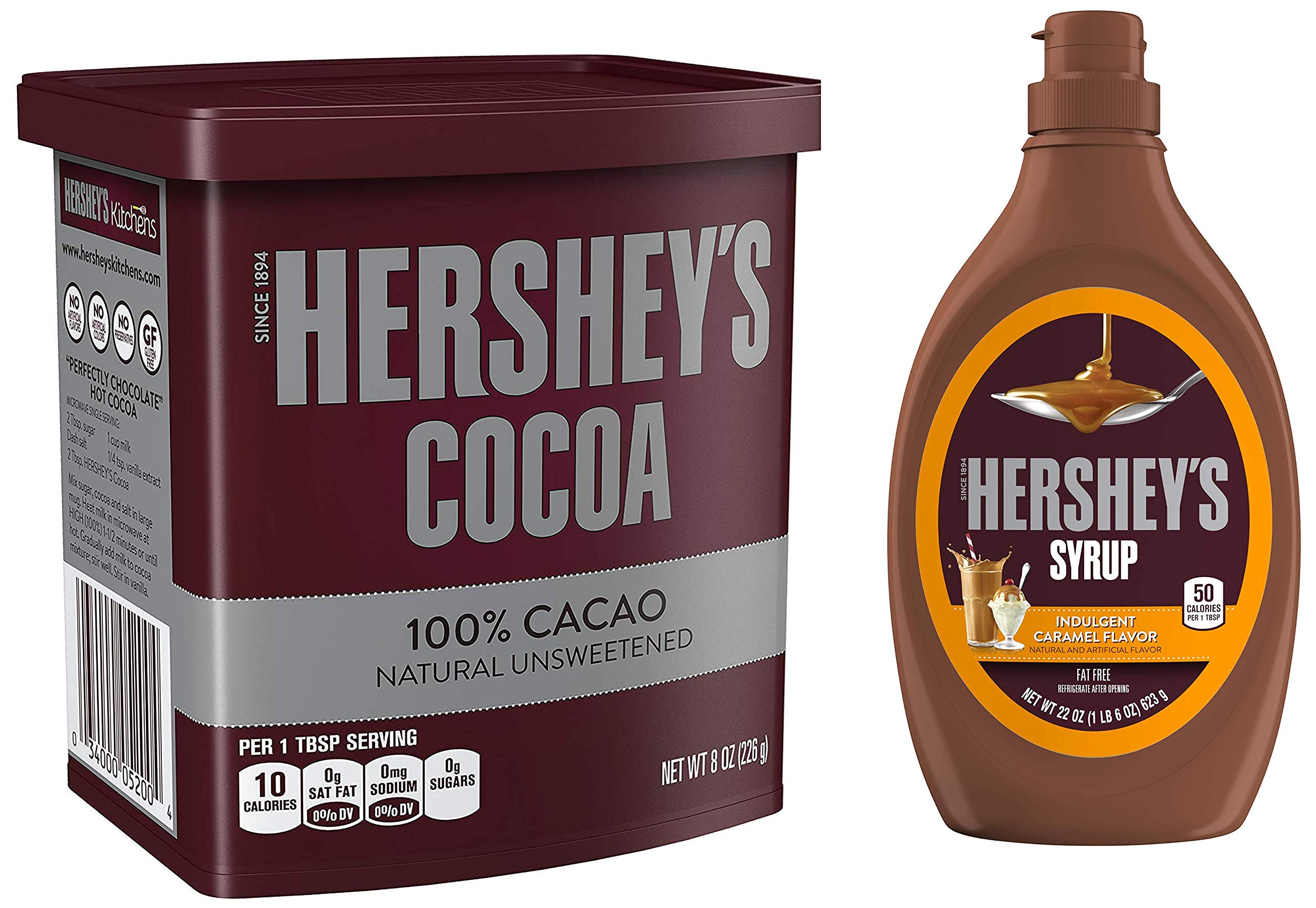 Cocoa Powder, 225g + Hershey's Syrup, Caramel, 623g