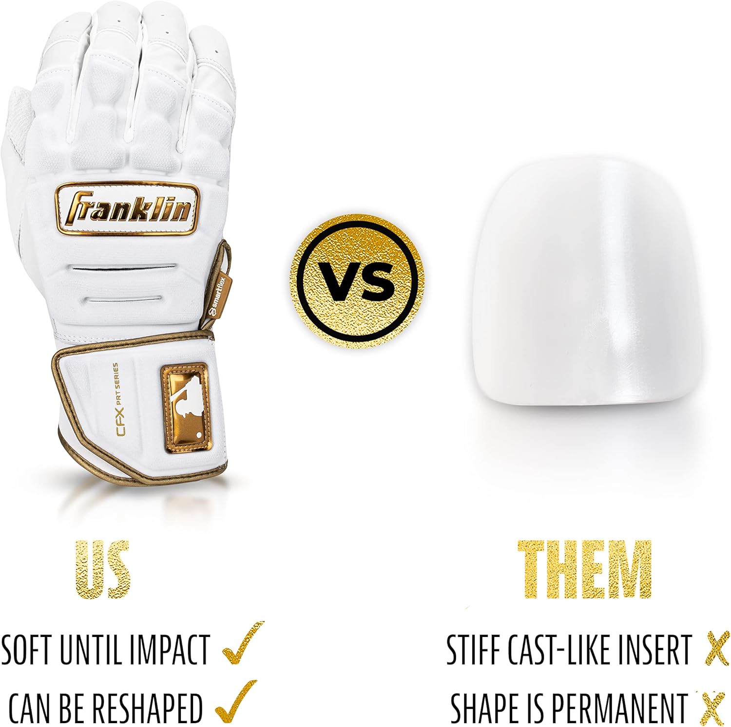 Franklin Sports MLB Batting Gloves - CFX Pro PRT Heavy Duty Protective Baseball + Softball Batting Gloves - Adult Padded Reinforced Leather Batting Gloves
