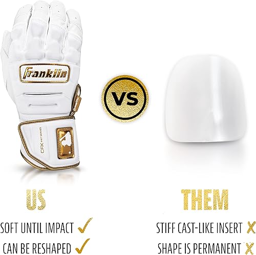 Miniatura 6 de Franklin Sports MLB - Guantes de bateo CFX Pro PRT resistentes protectores de béisbol + softbol - Guantes de bateo de cuero reforzado acolchados