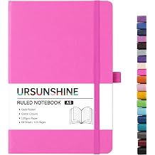 Ruled Notebook/Journal - Classic Lined Journal/Notebook, 5.3 x 8.26, Hardcover with Thick Paper, Banded + Pen Holder +Inner Pocket - Raspberry