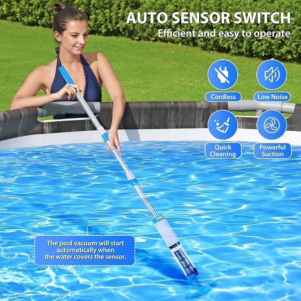 4 in 1 Cordless Rechargeable Small Pool Vacuum spa hot tub 90 Mins Running Time, 12 Gallons/Min Powerful Suction - 2