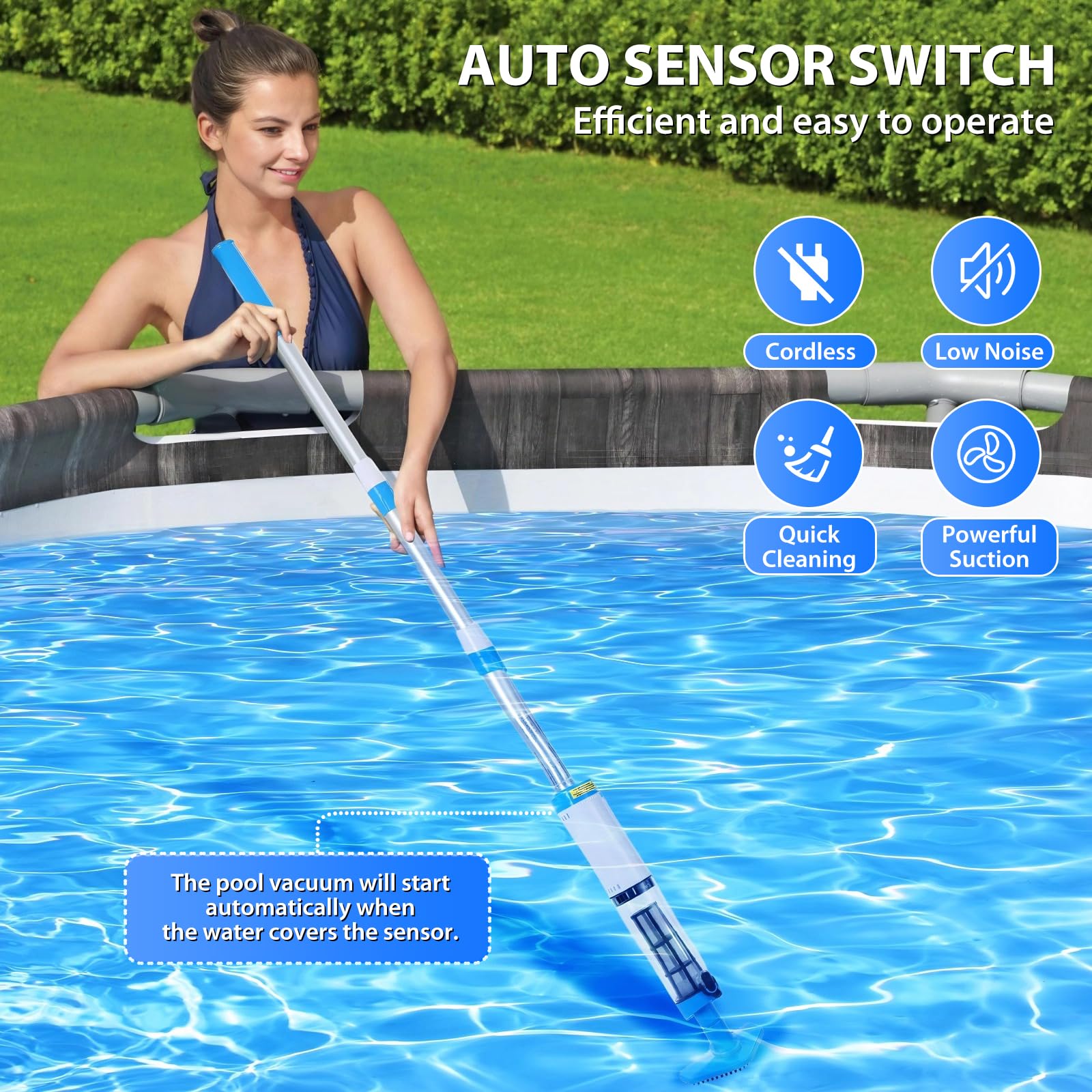 4 in 1 Cordless Rechargeable Small Pool Vacuum spa hot tub 90 Mins Running Time, 12 Gallons/Min Powerful Suction — view 2