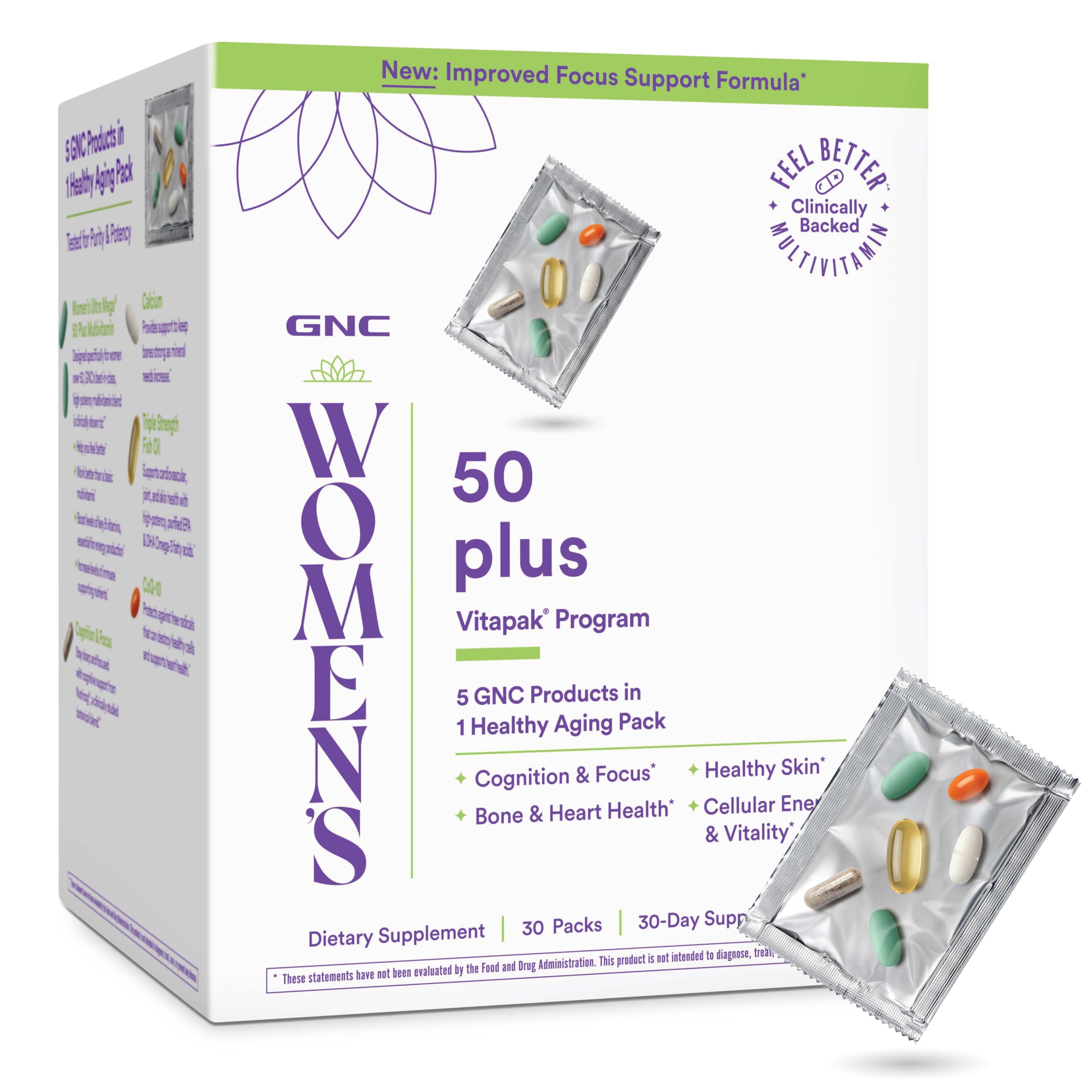 GNC Women's 50 Plus Vitapak Program, 5 in 1 Packet, 30 Daily Packs 30 Count (Pack of 1)