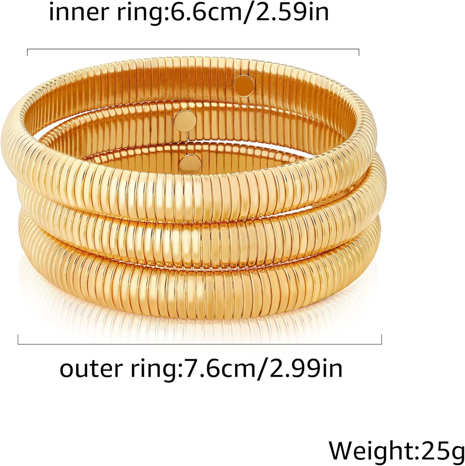 Chunky Gold Beaded Bangle Bracelet Set Stack for Women Men Stretchy Snake Link Chain Flexible Wide Wristband Bangles Bracelets - Image 5
