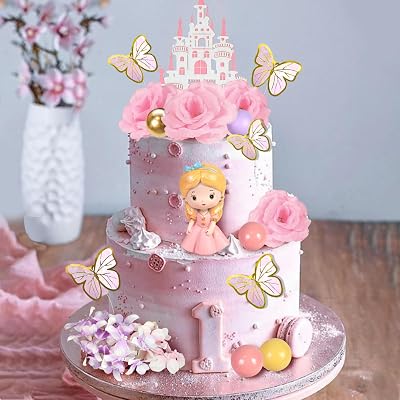 Purple Castle Cake Topper - Princess Themed Birthday Party Decor, 1 Piece