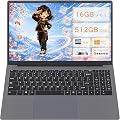 ノートパソコン Windows 11 Pro MS Office 2024 搭載 学習用 オンライン授業 テレワーク 在宅勤務 軽量 | 16GB メモリ 512GB SSD 15.6インチ 1920*1080 FHD IPS 液晶ノートPC、2.4G/5G Wi-Fi 5 BT 5.0 HDMI USB 3.0 カメラ付き 英語キーボード ラップトップ