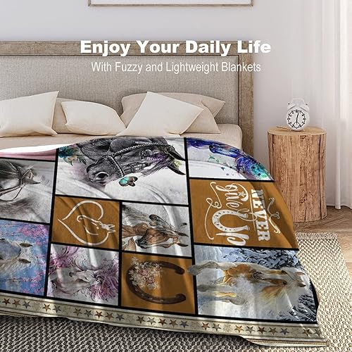 Miniatura 7 de Manta con diseño de caballos, decoración de animales, regalos de caballos para mujeres y hombres, manta de franela de forro polar súper cálida y