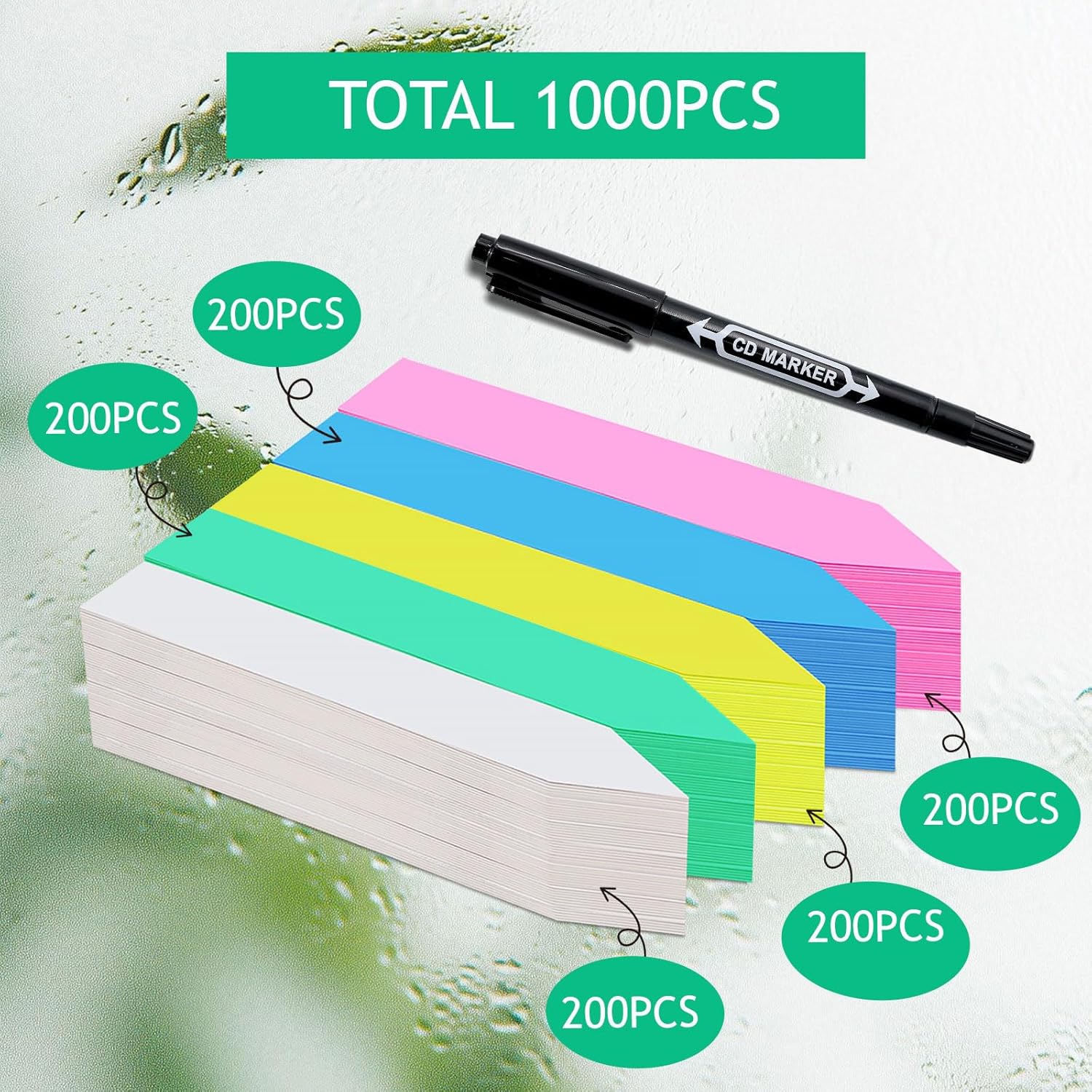 Plant Markers Garden Labels 1000 Pcs Plastic Plant Labels Name Tags with Permanent Marking Pen for Seedlings Outdoor Nursery Garden Identification Stakes Tags Pot Marker 5 Colors - Image 2