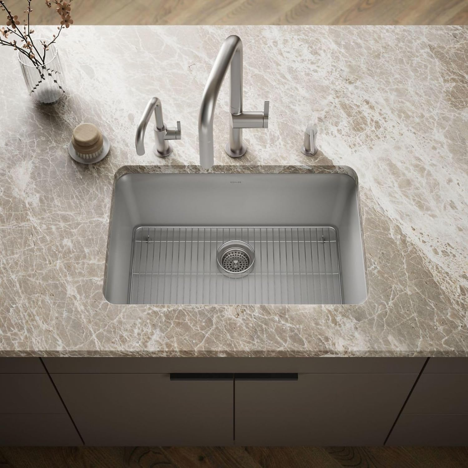 Kohler 28000-CM4 Cairn® 27-1/2" undermount single-bowl kitchen sink, Matte Grey