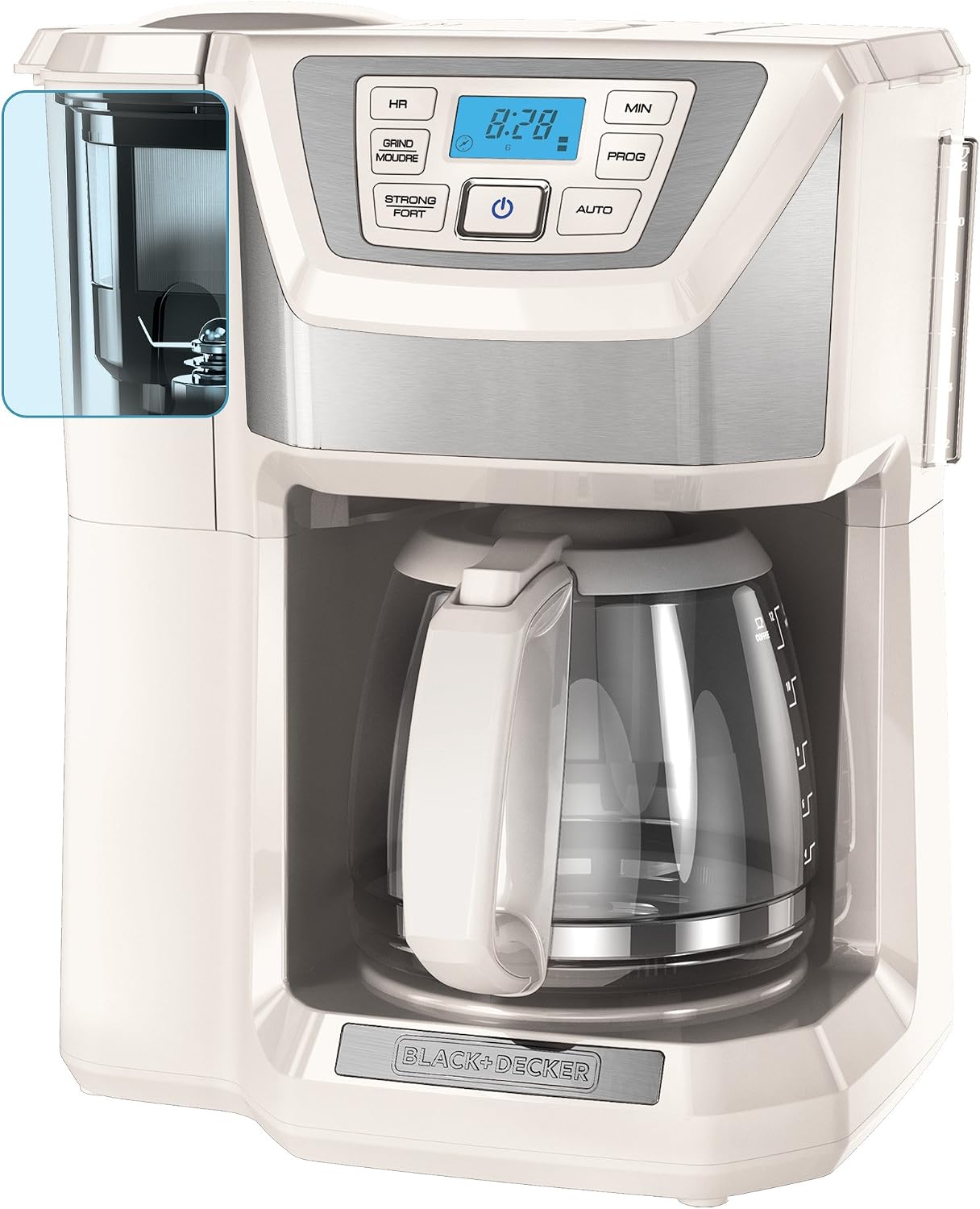 BLACK+DECKER CM5000WD 12-Cup Mill and Brew Coffeemaker, White/Silver