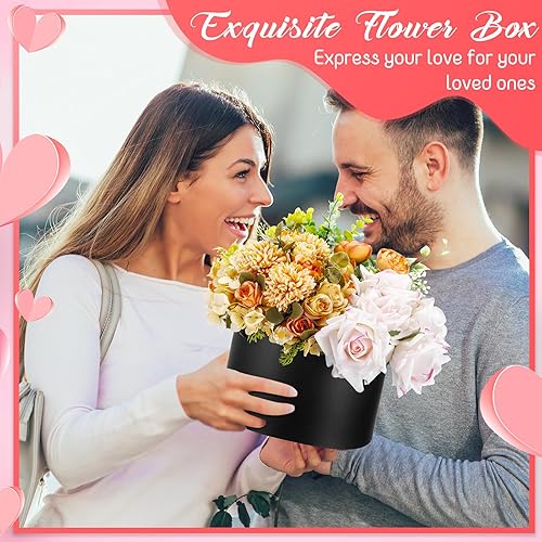 Miniatura 5 de Cholemy Juego de 6 cajas redondas de flores para el día de San Valentín con tapa, tres tamaños, caja de regalo anidada, cajas de arreglo floral de