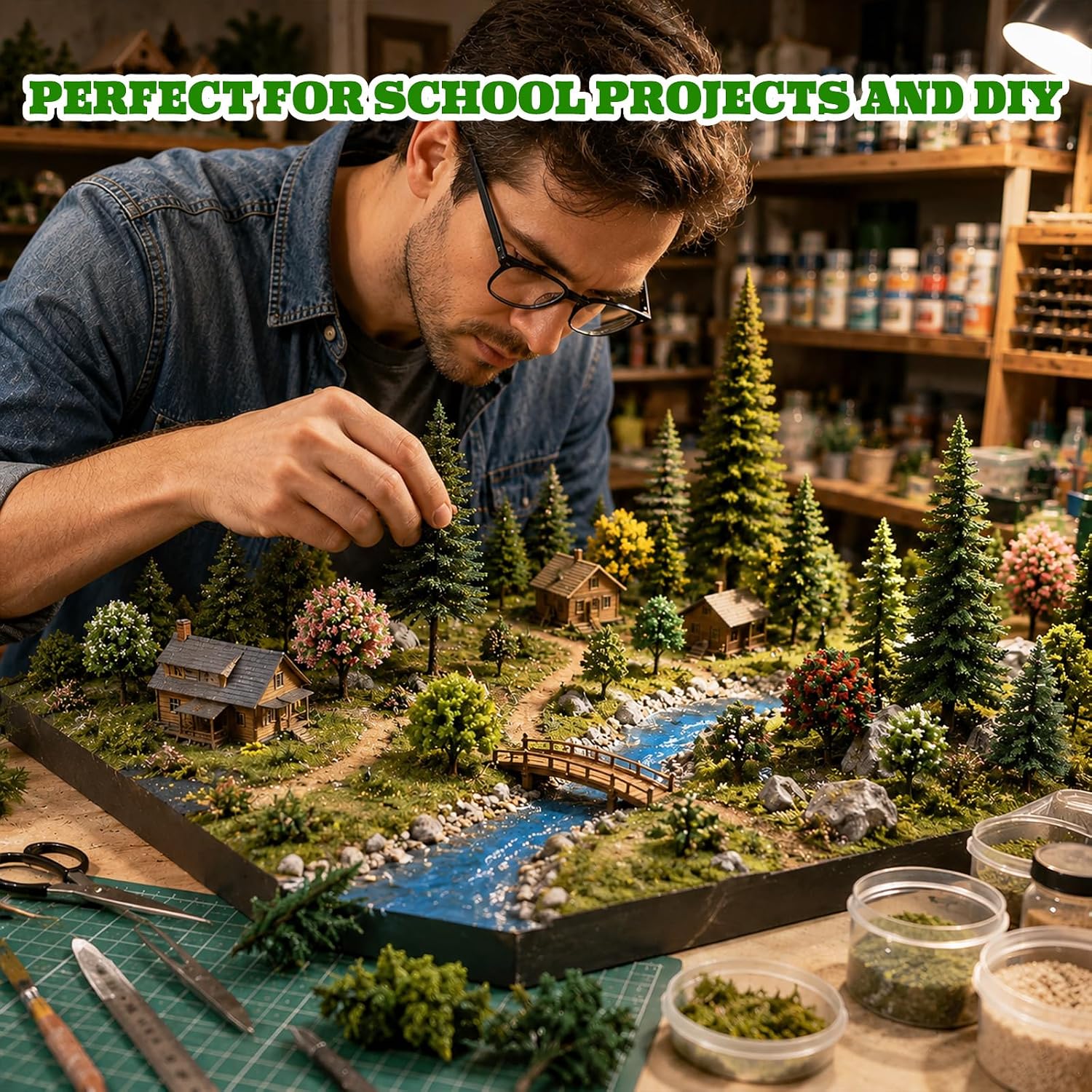 29Pcs Model Trees Mixed Miniature Plants 1.4-2.7Inch Diorama Supplies