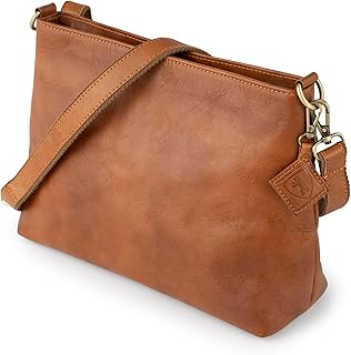 BERLINER BAGS Vintage Genuine Leather Shoulder Bag Marbella M, Crossbody Purse for Women, Satchel Bag