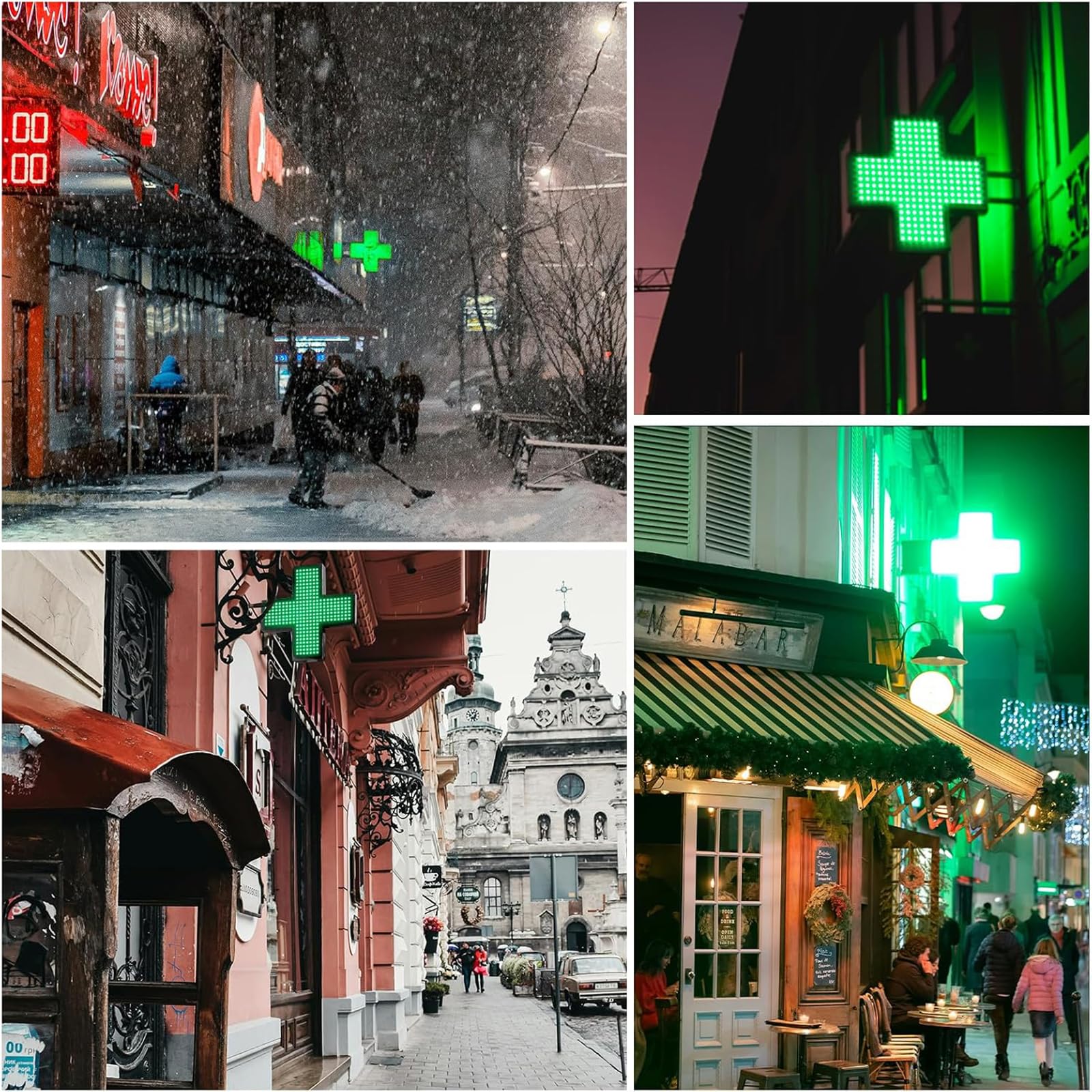 60 x 60 cm LED medyczny znak krzyżowy, 13 W billboardy medyczne z wiszącym metalowym łańcuchem, kabel adaptera 150 cm, 3 tryby świecenia, wysoka jasność i oszczędność energii, do szpitali, aptek