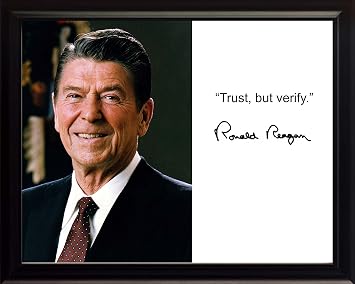 wesellphotos Ronald Reagan Trust but Verify Quote Autograph 8x10 Framed Photo