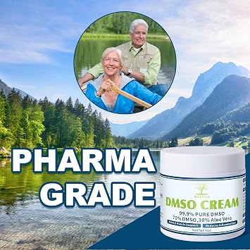 DMSO Cream, 99.9% Pure Pharmaceutical Grade, DMSO & Aloe Vera, Non-greasy Texture, 4 oz
