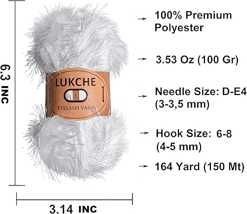 Miniatura 3 de Lash Fun - Hilo de pelo de alta calidad, 100% poliéster, 164 yardas (150 Mt), 3.53 onzas (3.53 oz) hilo de ganchillo colorido para tejer a mano