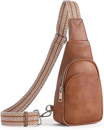 CLUCI Sling Bag for Women, Vegan Leather Fanny Pack Crossbody Bags for Women, Chest Bag With Guitar Strap