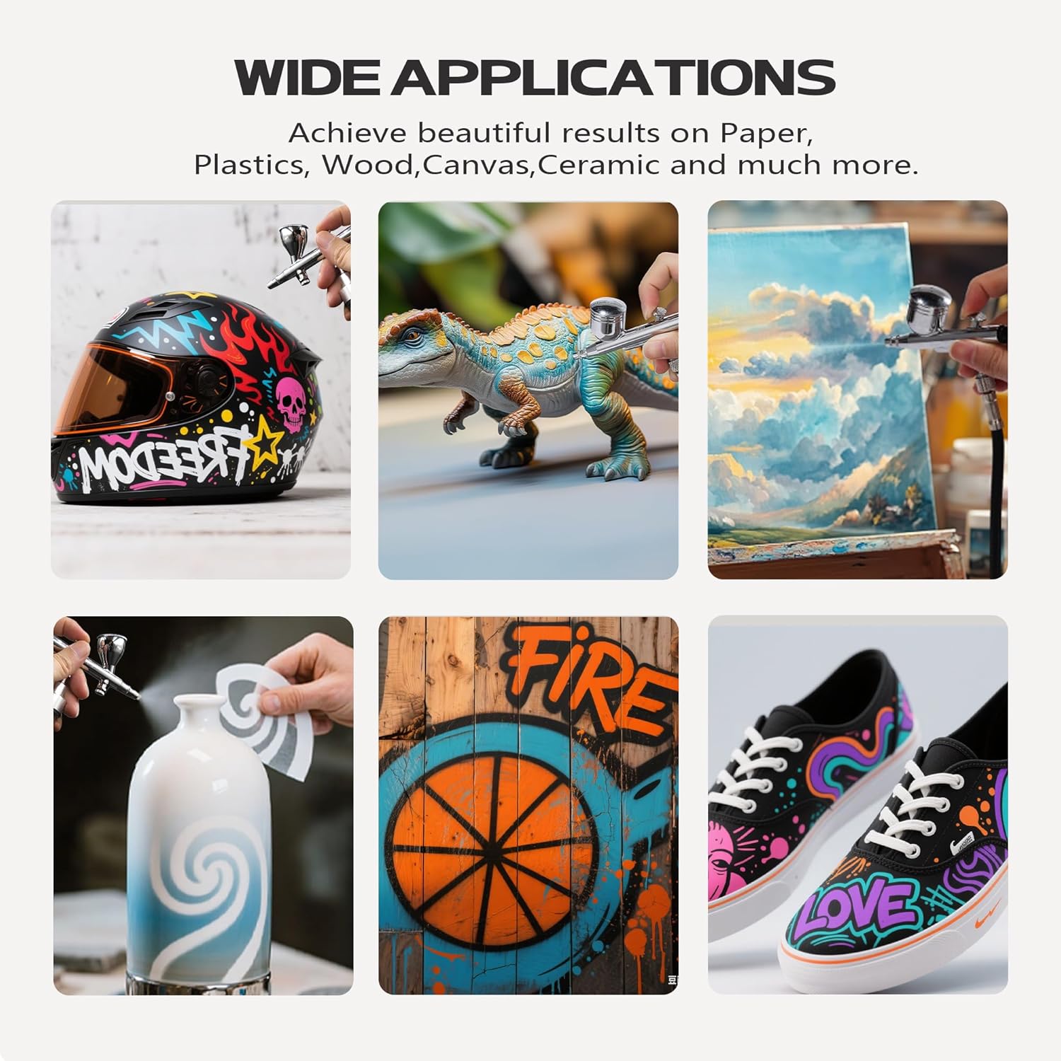 Airbrush Paint - 45 Colors Airbrush Paint Set with 3 Tinner, Plastic & Wood Acrylic Air brush Paint Kit Ready to Spray, Water-Based for Artists Beginners Hobbyist, 0.34 Fl Oz/10ml - 48 Bottles - Image 7