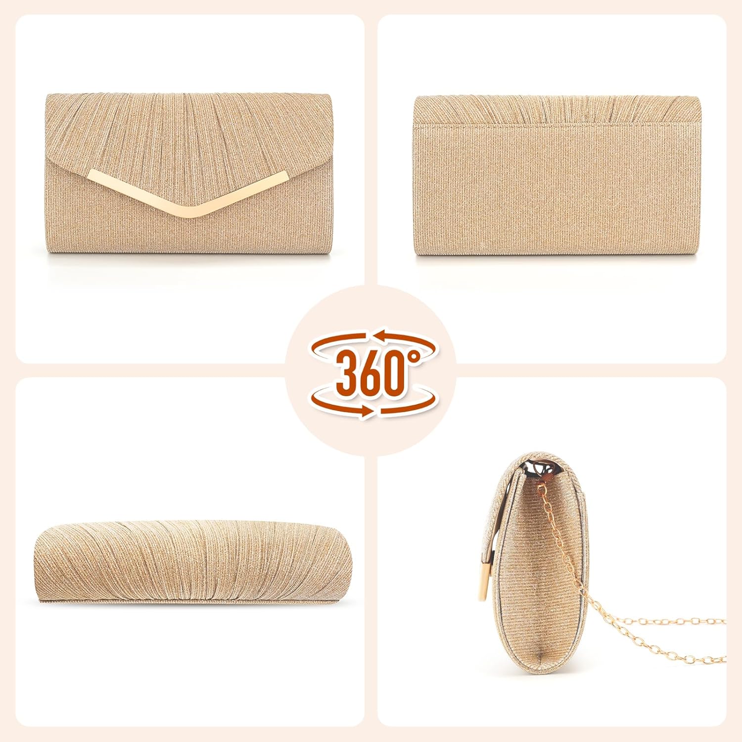 Clutch Purses for Women Evening Bag Shoulder Handbags Crossbody Bag for Wedding Cocktail Prom Party - Image 3