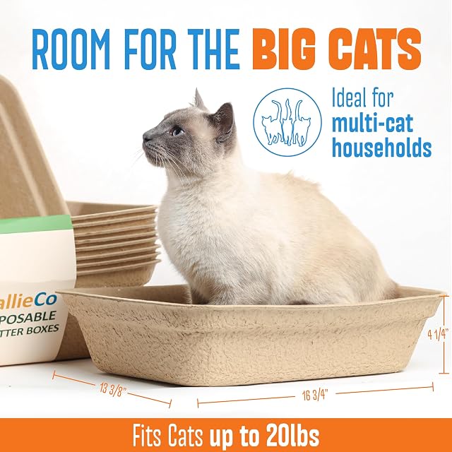 Foto 4 de 7 de CallieCo Cajas de arena desechables para gatos, grandes, 6 unidades