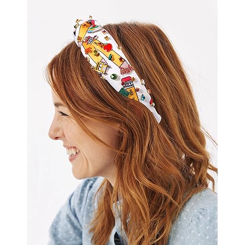 Miniatura 7 de mokkia Diadema para profesora, accesorios para mujer, lápiz de libro, diadema con diamantes de imitación adornados con cristales y nudos, regalos