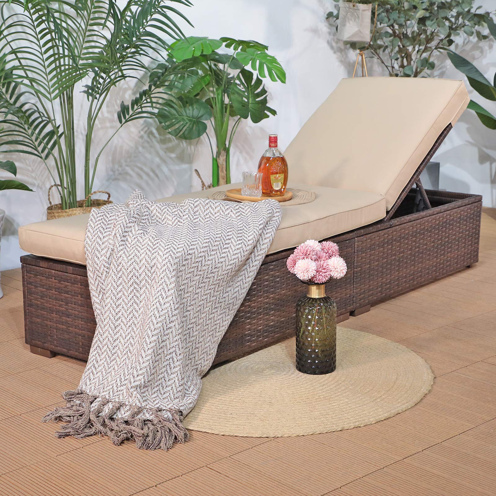 Patiorama Outdoor Patio Chaise Lounge Chair, Elegant Reclining