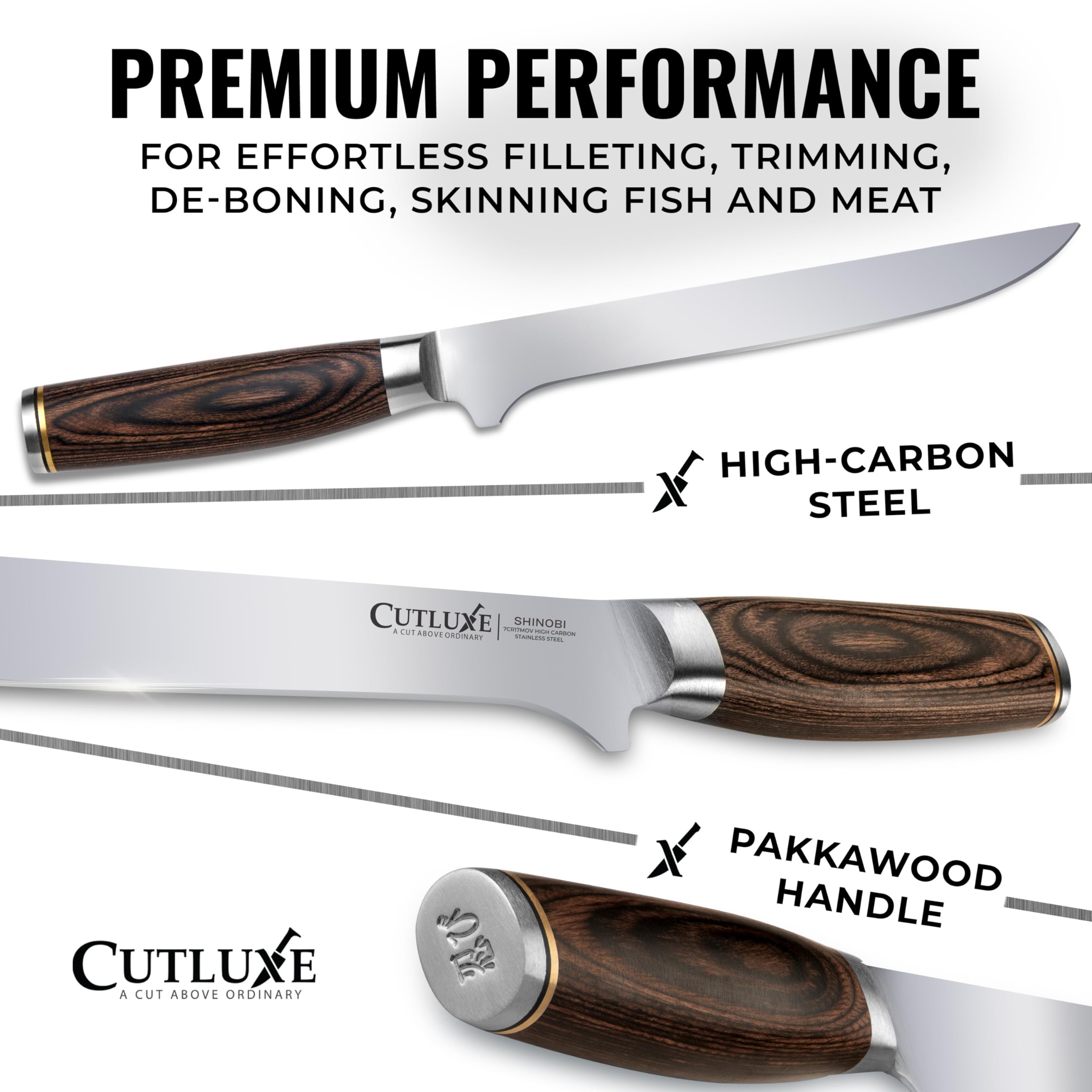 Cutluxe Japanese Boning Knife - 6" Fillet Knife -2 Cutluxe Japanese Boning Knife - 6" Fillet Knife -2