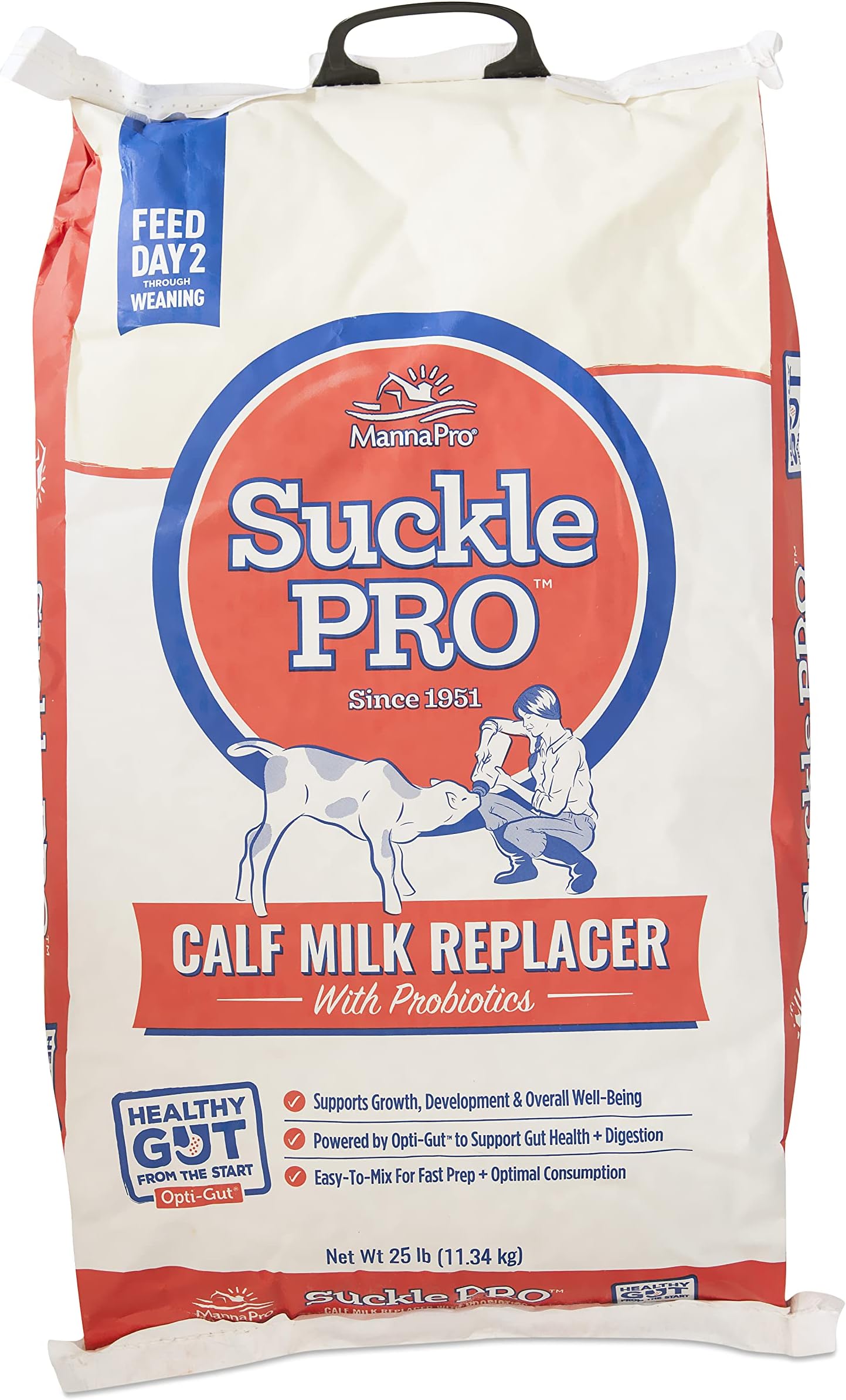 Manna Pro Suckle Pro Calf Milk Replacer, 22% Protein with Probiotics, Supports Healthy Growth and Digestion, Easy to Mix, Promotes Strong Immune System in Calves, 25 lb