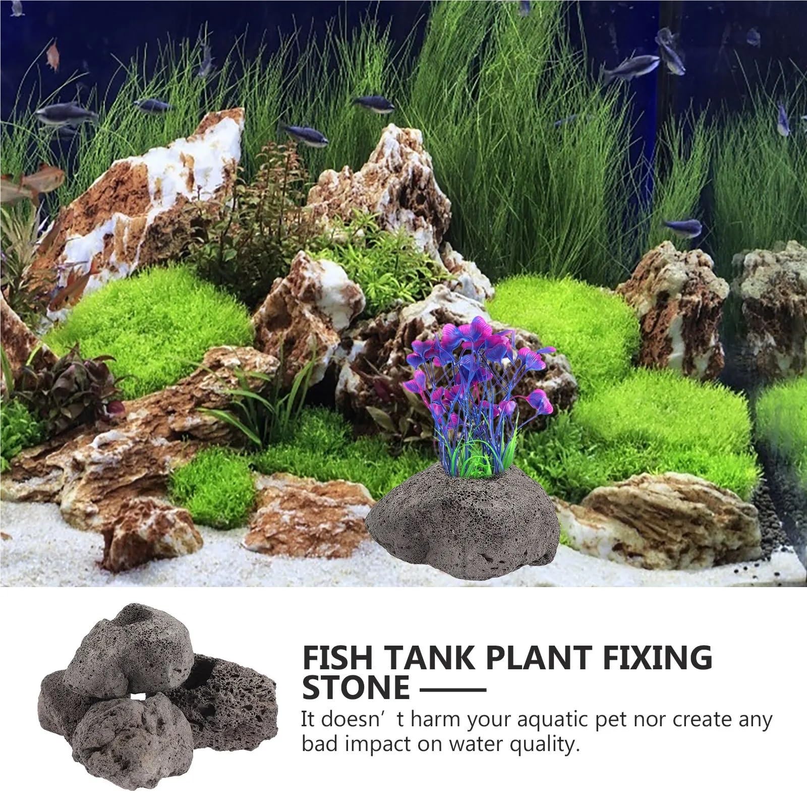 Lot de 10 pierres volcaniques décoratives pour aquarium Style naturel