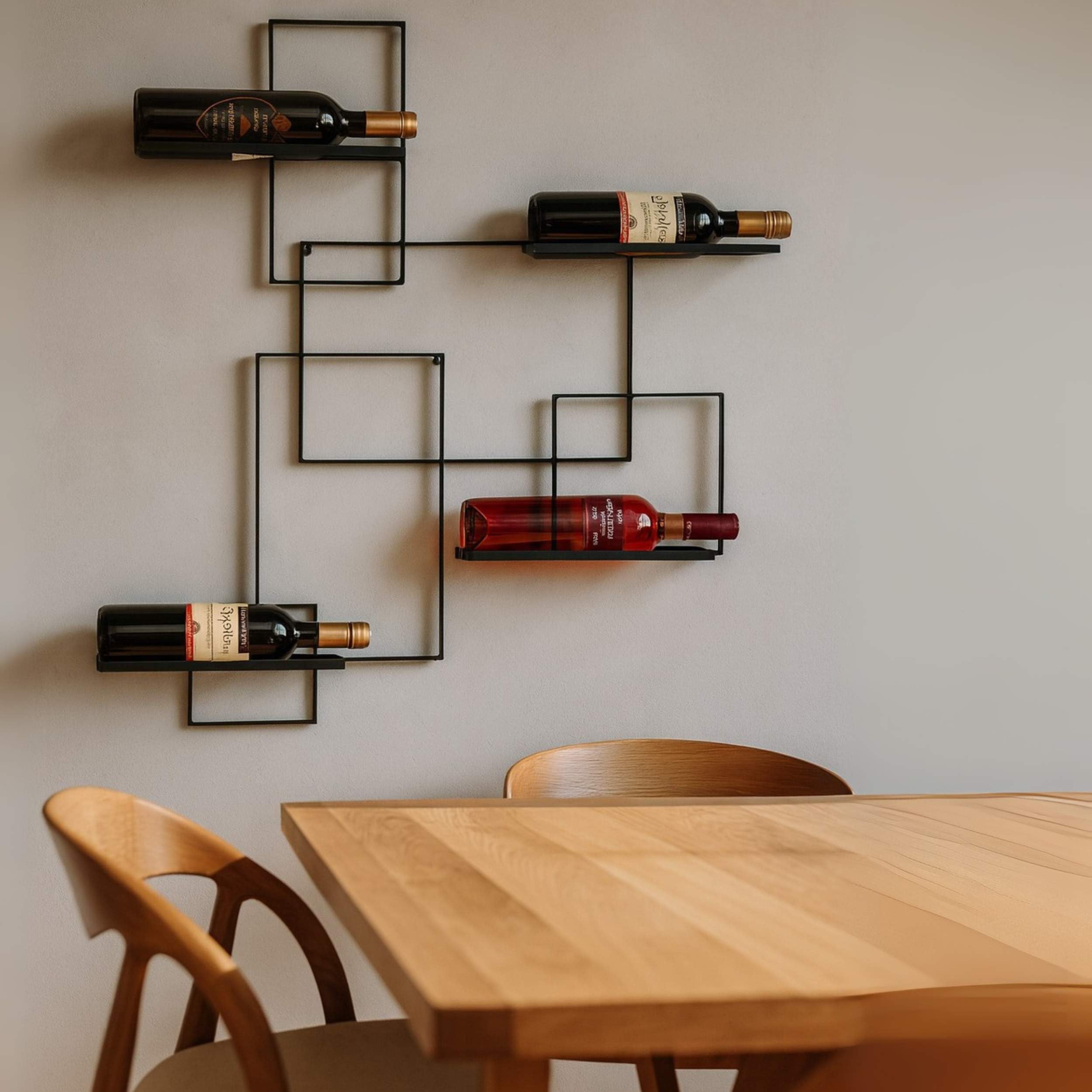 DanDiBo Portabottiglie da Parete Metallo Nero Black Line Scaffale Portabottiglie Porta Vino Portabottiglie Wine Rack