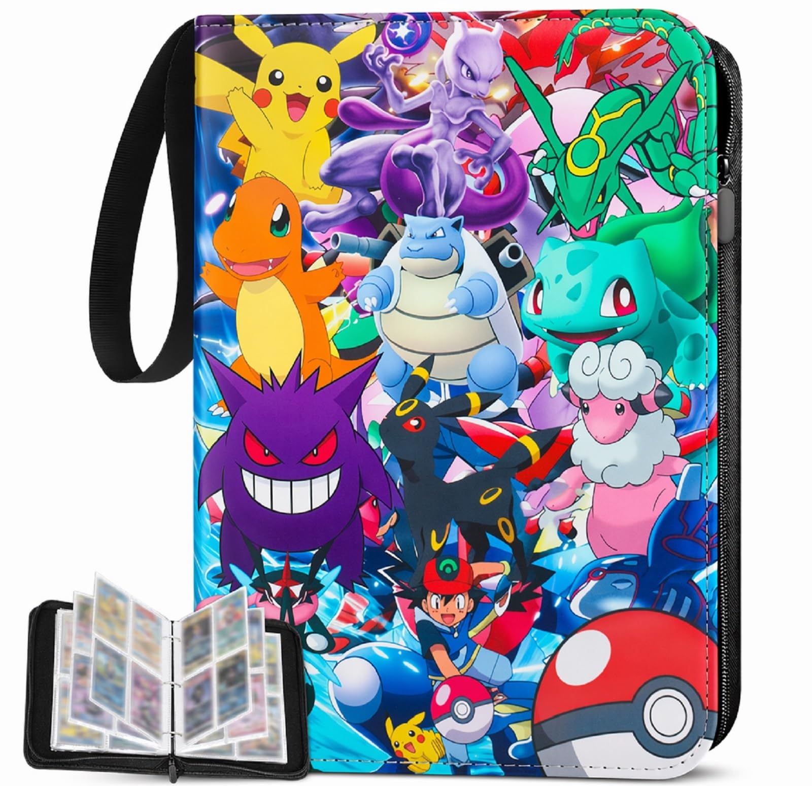 4 Pocket Card Binder Holds 480 Cards, Trading Card Binder Folder with 60 Double-Sided Removable Sleeves