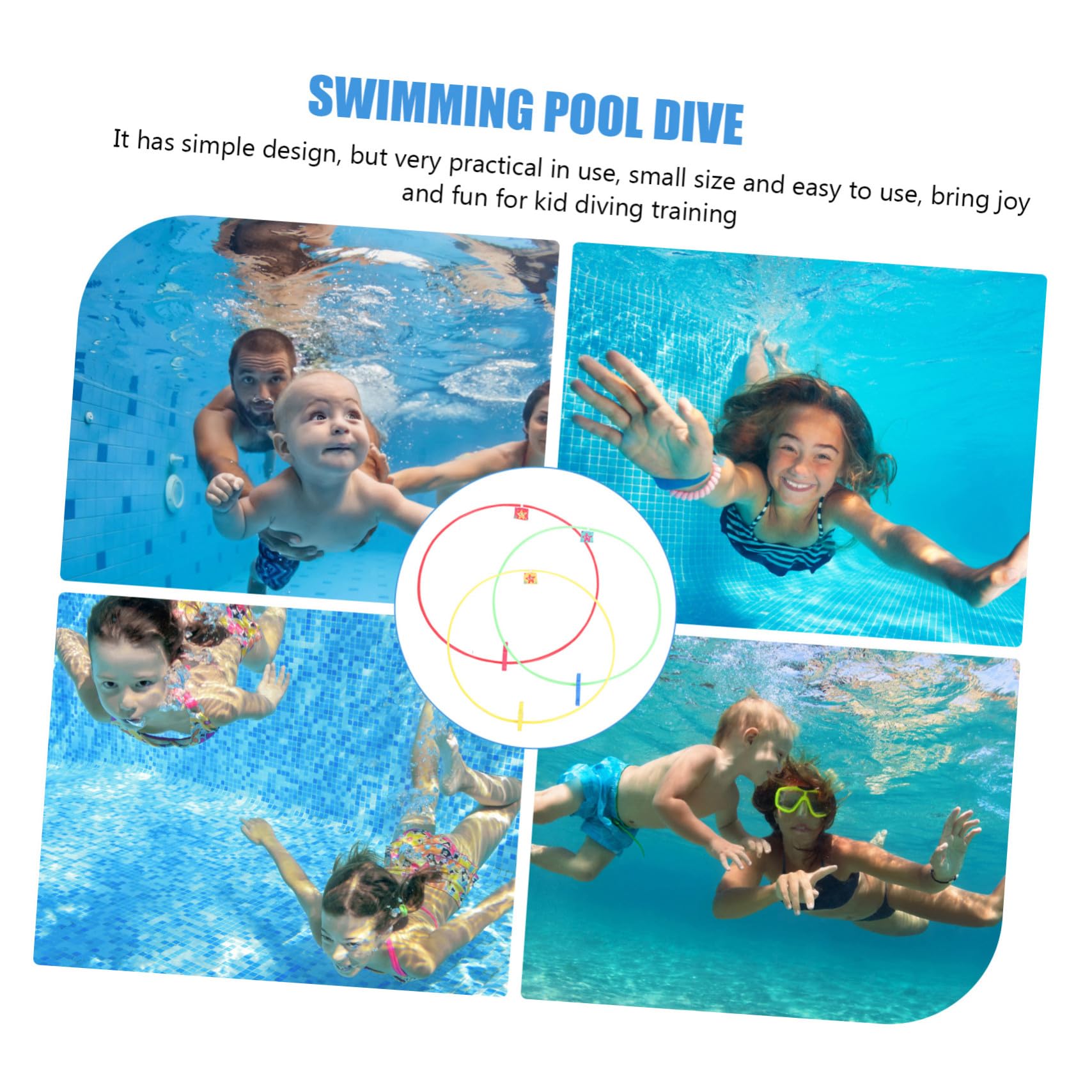 Cerchi da Immersione per Piscina 3 Pezzi Abs per Bambini Atmosfera Estiva | Giochi Compatti per Feste in Vasca, Facili da Riporre, in Nailon e Schiuma, per Giochi per Ragazzo Ragazza