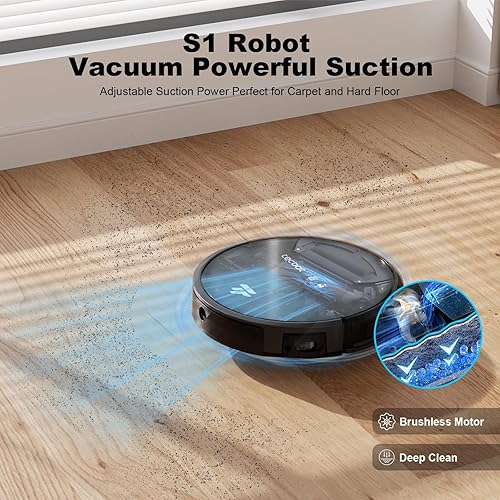 Miniatura 3 de TECBOT S1 Robot aspirador delgado 120 minutos de tiempo de ejecución 2 en 1 robot barrido o trapeador autocarga WiFi, aplicación y control remoto,