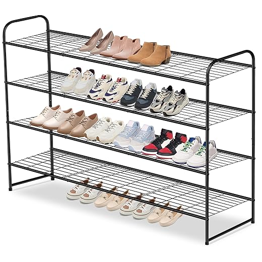 AOODA Long 6 Tier Metal Shoe Rack for Closet Wide Stackable Shoe Storage Organizer for Entryway, Bedroom, Floor, 42-Pairs Men Sneakers Shoe Shelf with Wire Grid, Black