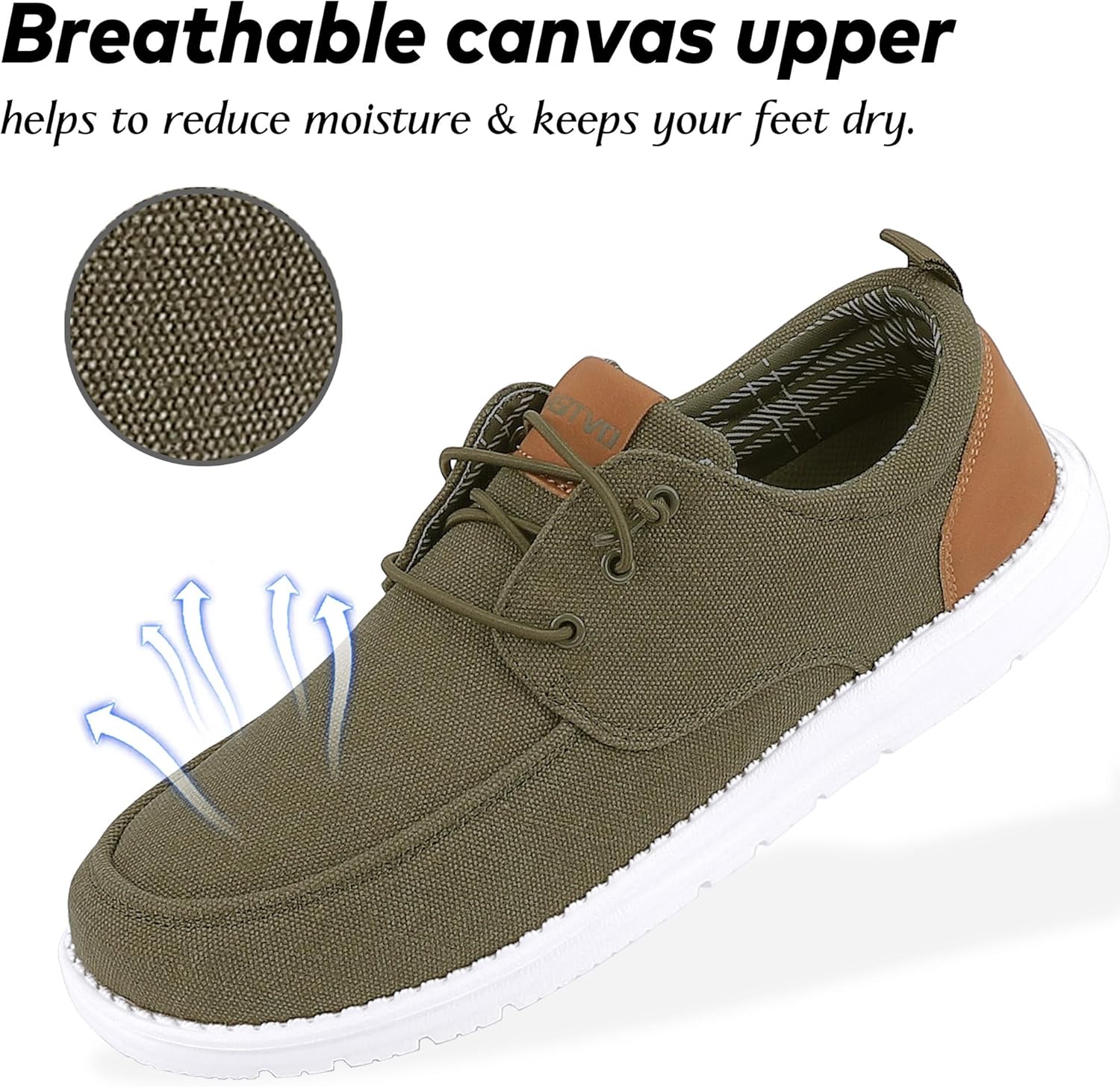 ASITVO Mens Wide Canvas Loafers Slip on Big Size Walking Shoes Width Toe Box Casual Dress Shoes - Image 3